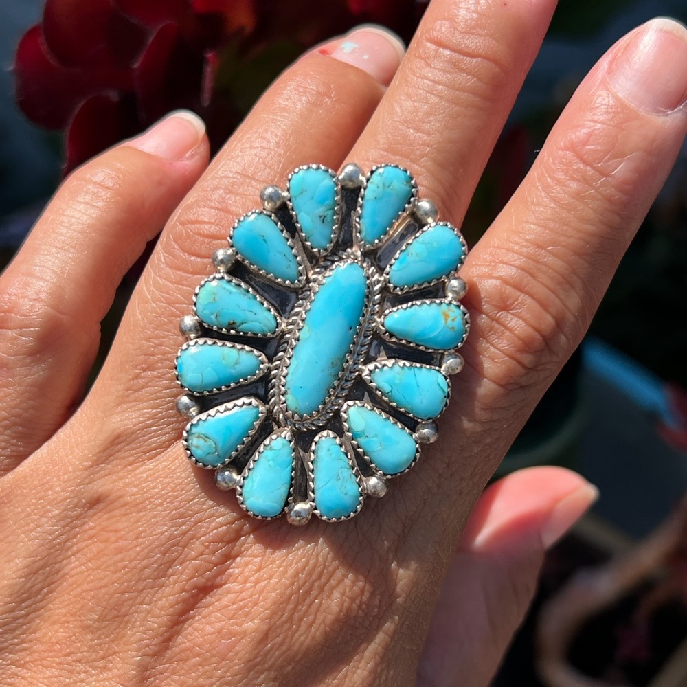 Turquoise Cluster Statement Ring - image 4